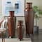 Dark Brown Metal Tall Vase Set with Geometric Designs